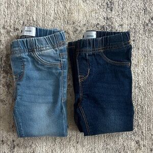Two Old Navy Kids Denim Jeggings - Light Blue and Dark Blue 2T